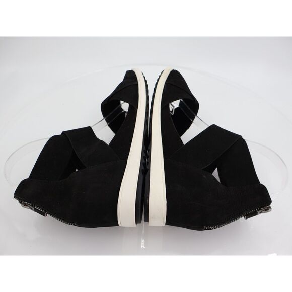 Eileen Fisher Women's Viv Sandal Size 8 Wedge Heel Ankle Strap Black Nubuck - Picture 6 of 9